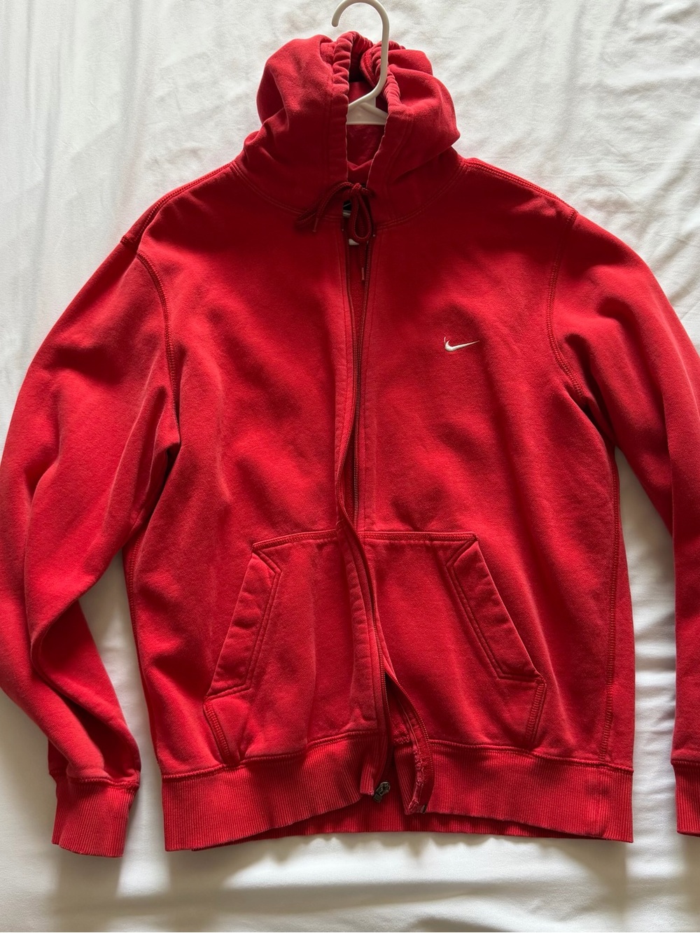 Nike Red Full-Zip Hooded Sweatshirt with Swoosh